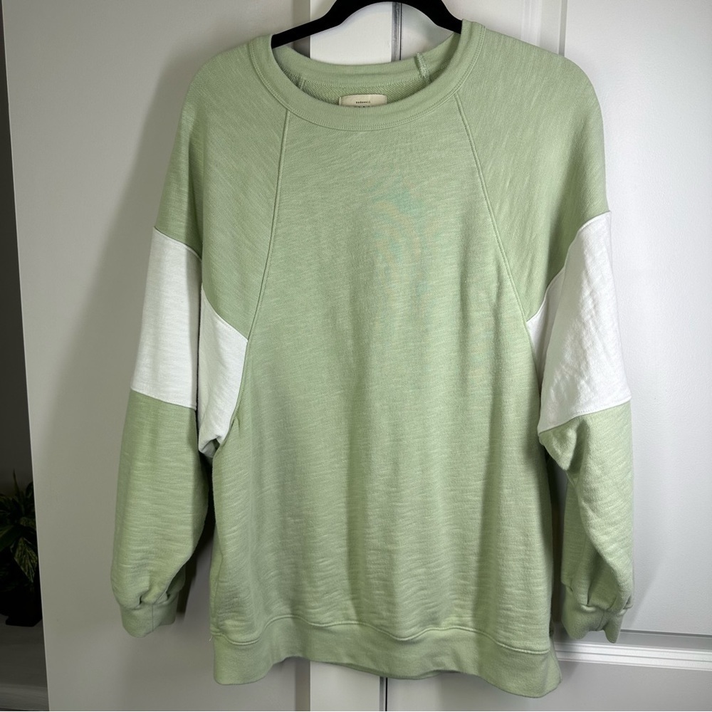 Madewell Mint and White Colorblock Sweatshirt